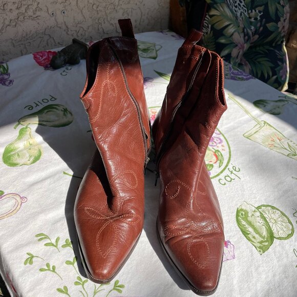Leather Brown Ankle Boots Western Size 8.5 Ipanema Made in Brazil - Picture 2 of 7